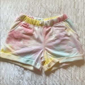 Pastel tie die midi shorts